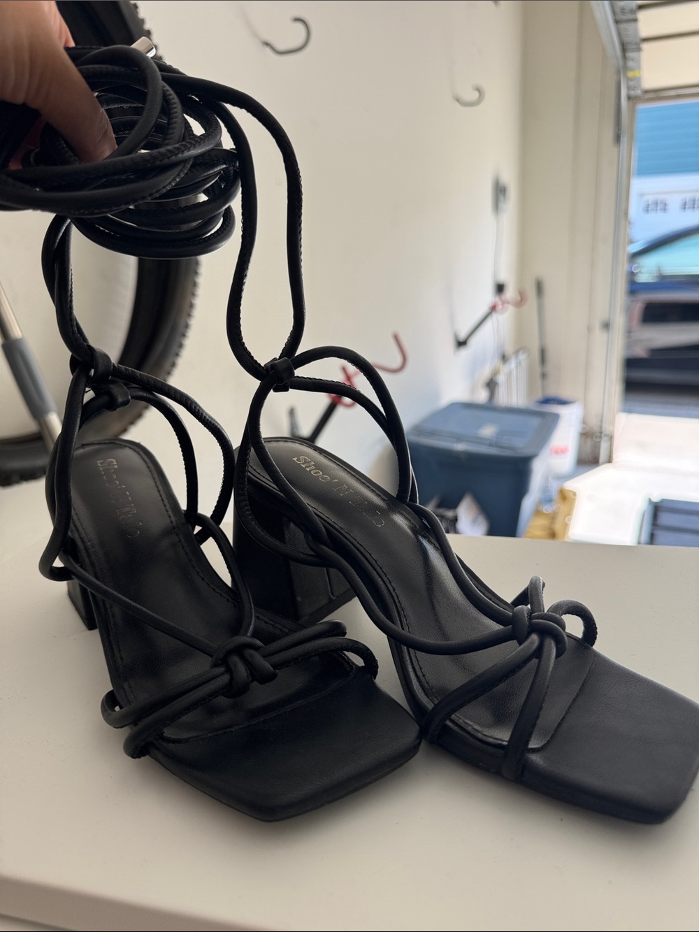 Strappy Black Lace-Up Women’s Heeled Sandals